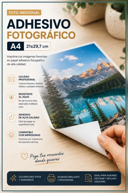 foto de paisaje en una impresión en adhesivo fotográfico A4